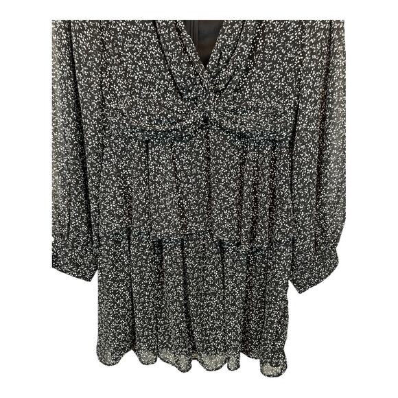 Lulus Tell You I Love You Black Floral Print Twist-Front Mini Dress Large Ruffle - Picture 4 of 7